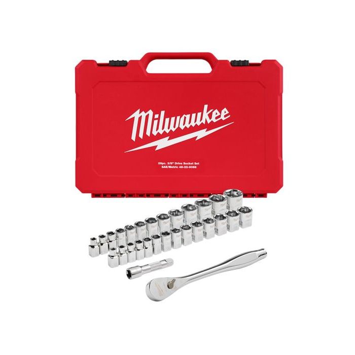 Milwaukee 美沃奇 3/8" 棘輪扳手連套筒組 - 公制及英制 (29個) 48-22-9088