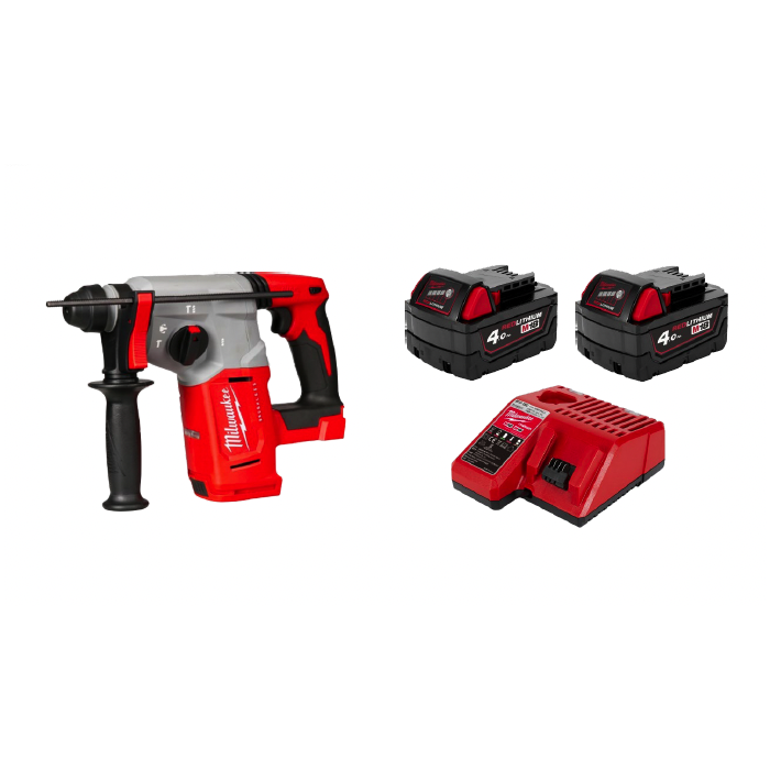 【Red Start 送機優惠】Milwaukee 美沃奇 M18™ 無碳刷 26mm SDS-Plus 四坑油壓鑽 (3模式) M18 BLH-402 （4.0雙電套裝）