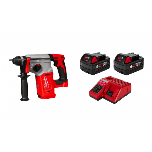 【Red Start 送機優惠】Milwaukee 美沃奇 M18™ 無碳刷 26mm SDS-Plus 四坑油壓鑽 (3模式) M18 BLH-402 （4.0雙電套裝）