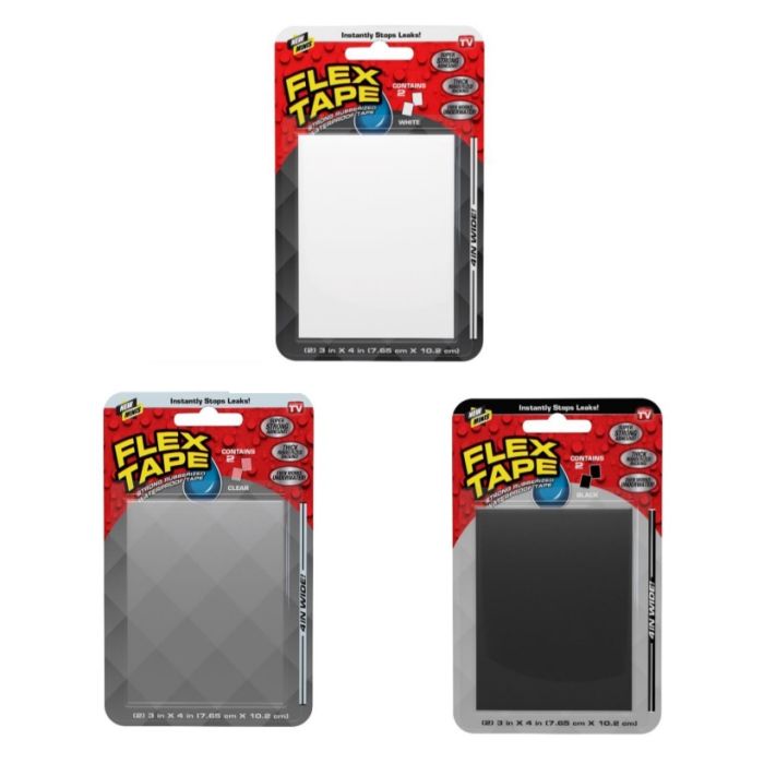 美國 Flex Seal 強力堅固修補膠帶 3" x 4" (2片裝) (白色/黑色/透明)