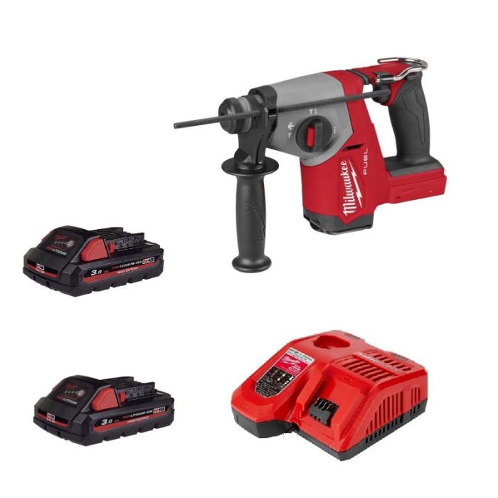 Milwaukee 美沃奇 M18 FUEL™ 無碳刷 16mm SDS-Plus 四坑錘鑽 (3.0雙電套裝) M18 FHAC16-302