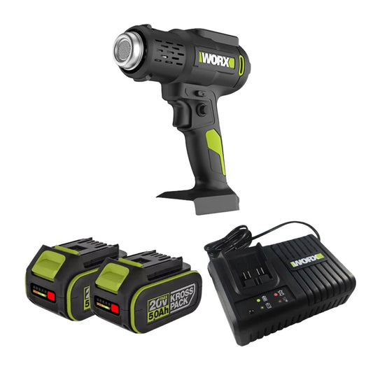 WORX 威克士 WU040 20V 鋰電熱風槍 (5.0Ah雙電及6A充電器套裝)