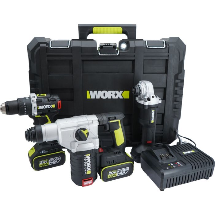 WORX 威克士 入門三寶(油壓鑽/角磨機/衝擊電鑽)連工具箱套裝 WU928 (可享「以舊換新！」優惠)