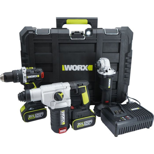 WORX 威克士 入門三寶(油壓鑽/角磨機/衝擊電鑽)連工具箱套裝 WU928 (可享「以舊換新！」優惠)